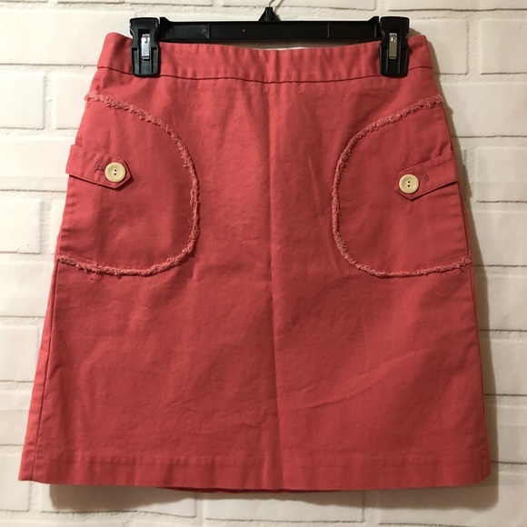 J. McLaughlin Dresses & Skirts - J. McLaughlin Coral Orange Frayed Pocket Skirt